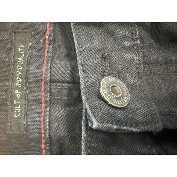 Cult Of Individuality Greaser Cargo Jeans Distressed Black Sz 36x34 Denim Men’s - Picture 9 of 16